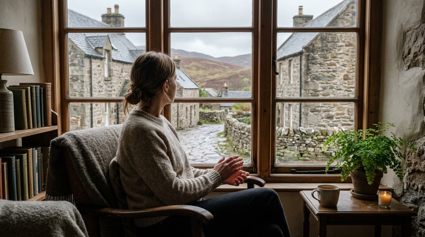 Person taking a calming breath while using practical anxiety strategies in everyday life